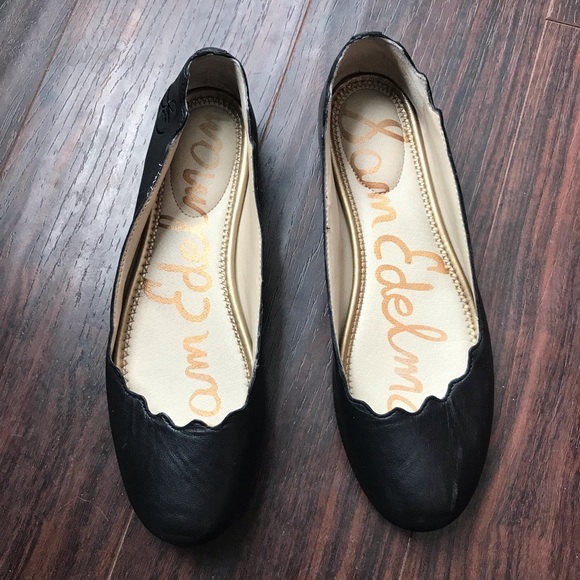 Sam Edelman Shoes - Sam Edelman Black Leather Flats w/ Scalloped Edge